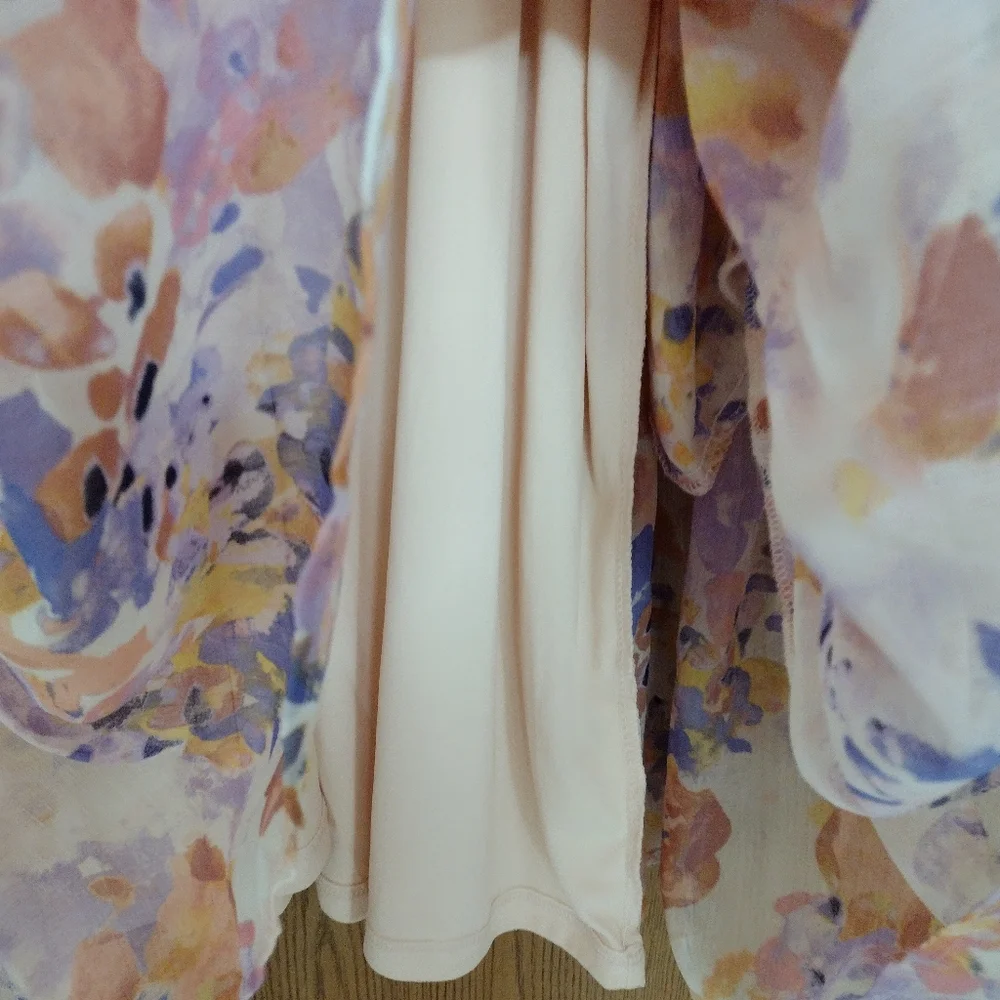 adyson parker XL Floral Tiered Puff Long Sleeve Strawberry Cream Dress - Picture 6 of 11